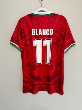 Vintage Mexico 1998 Cuauhtémoc Blanco world cup away red soccer jersey